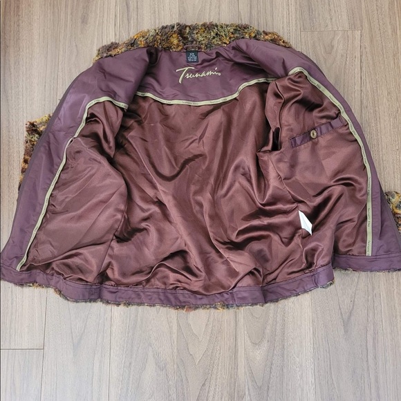 TSUNAMI ESQ Brown Faux Fur Zip Jacket - M - Picture 7 of 10